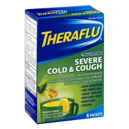 THERAFLU Night Time Severe Cold & Cough 6 Packets, PK144 44056577